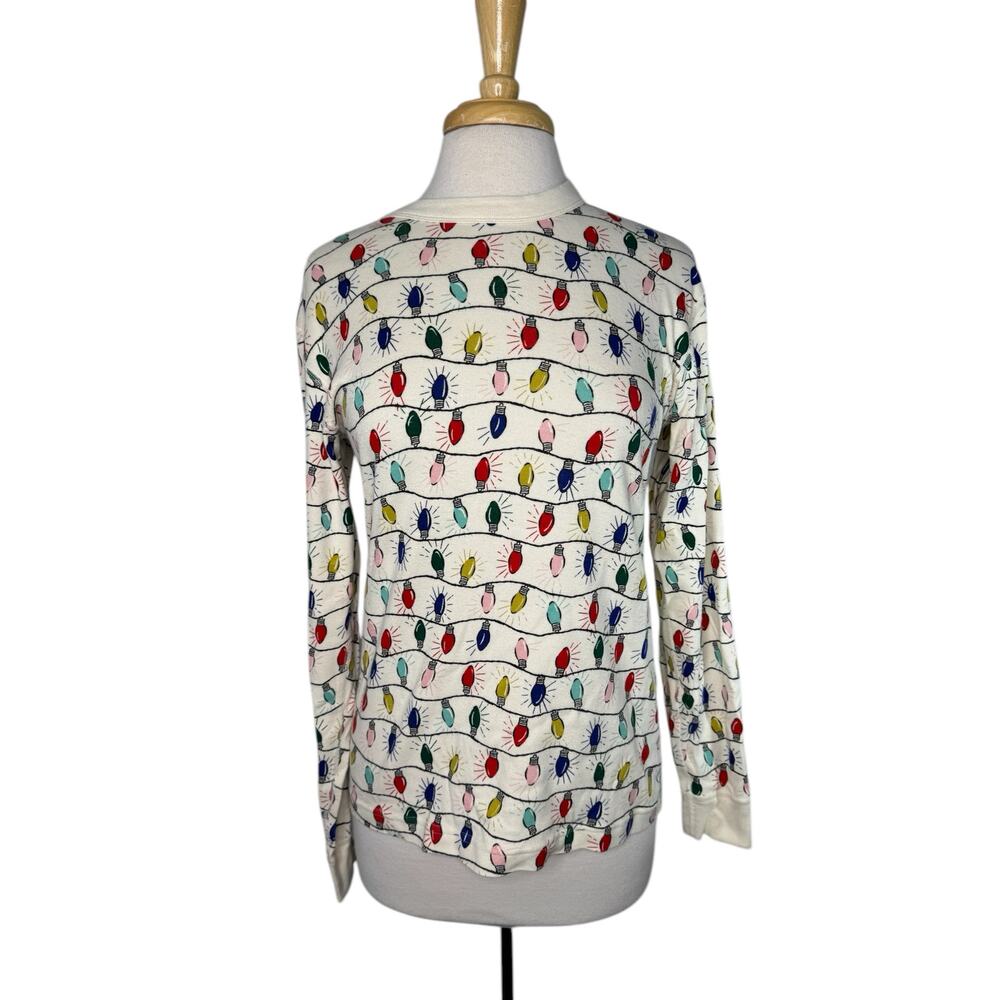 HANNA ANDERSSON Holiday Pajama Top in Bright Bulbs Sz Small Adult Lights Organic